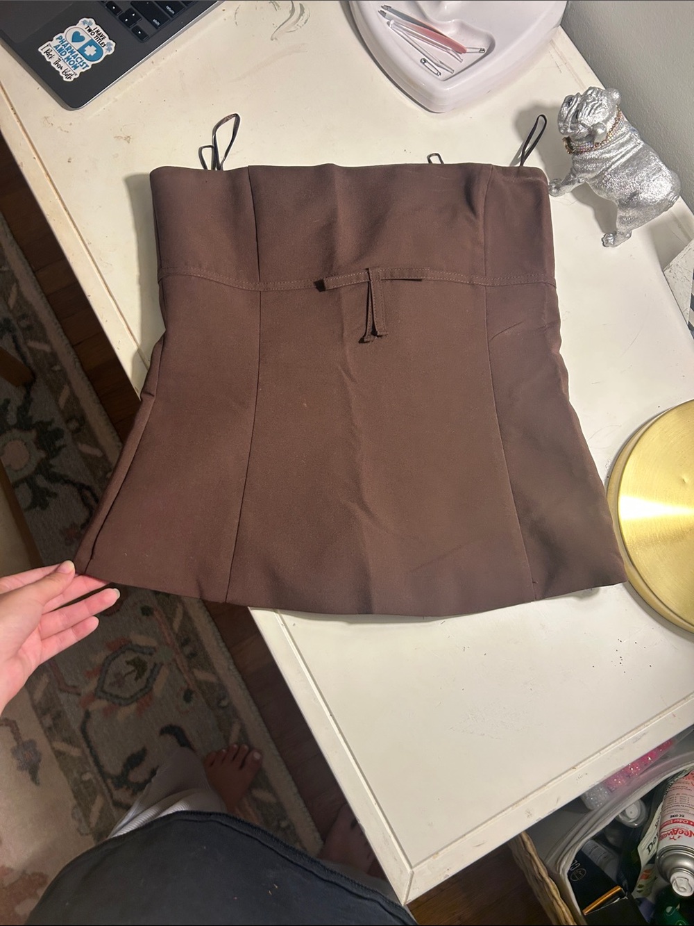 Zara Brown Strapless Mini Top with Waist Tie